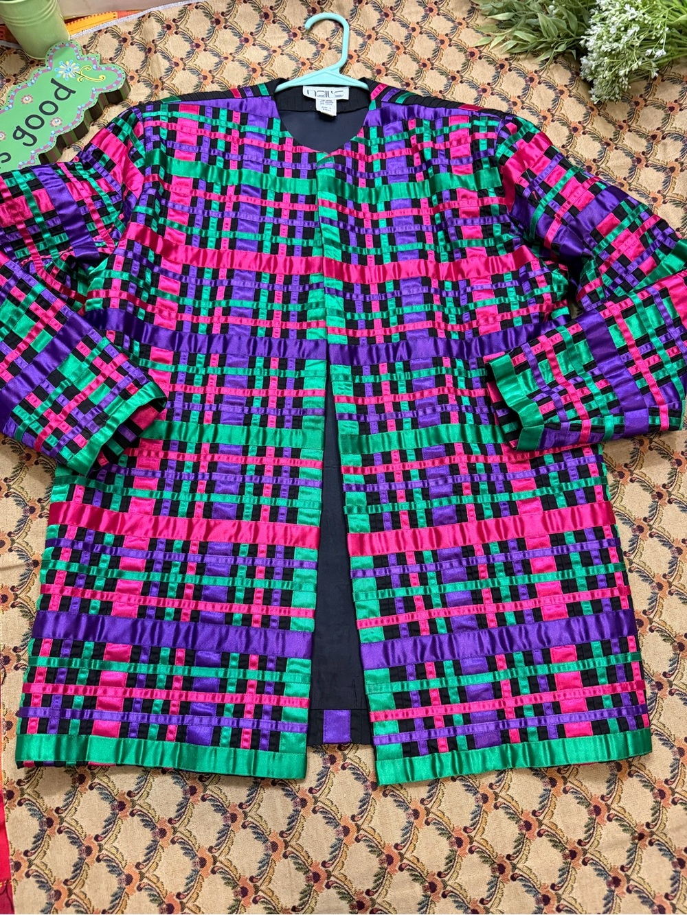 Vintage Colorful woven ribbons Open-Front Women’s blazer